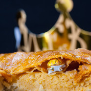Joyous King (King of joy) stuffed williams pear with almond creme in a flaky pastry pie